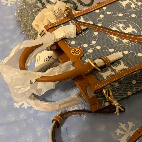 Tori Burch T Monogram Denim Mini Tote - Picture 8 of 16